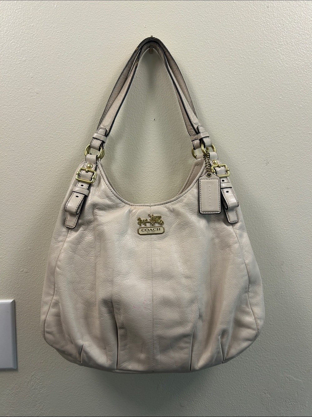 Coach Madison Maggie Slouch Bag in Cream Ivory